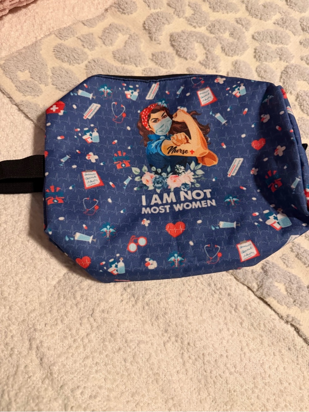 Nurse Rosie cosmetic Bag - Navy Blue with Red Accents